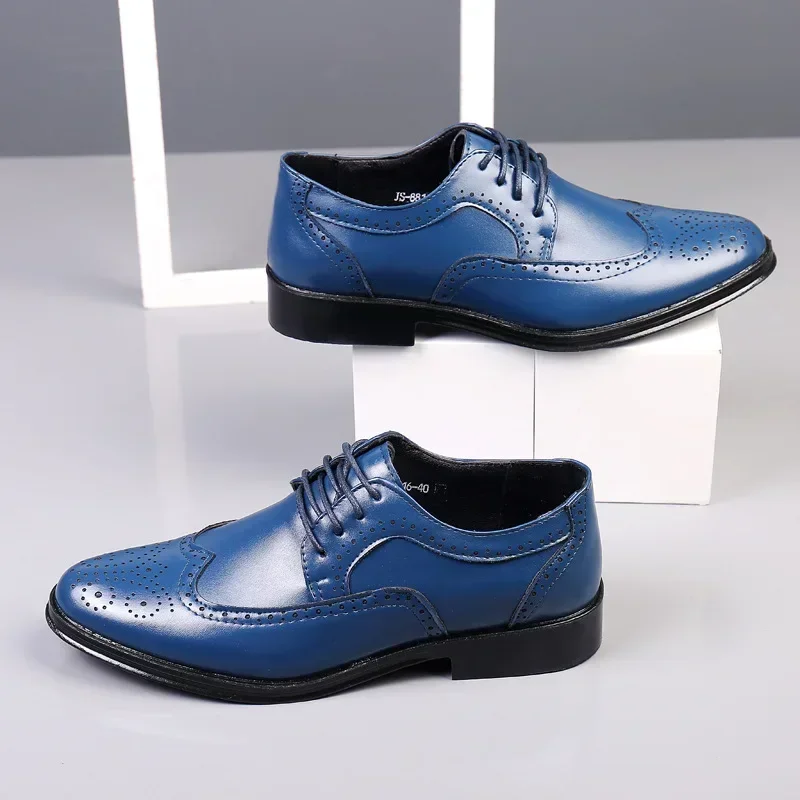 Casual Men Shoes Retro Brogue Shoe Non-slip Business Men Leather Shoe Breathable Lace-up Male Dress Footwear Comfortable Oxfords