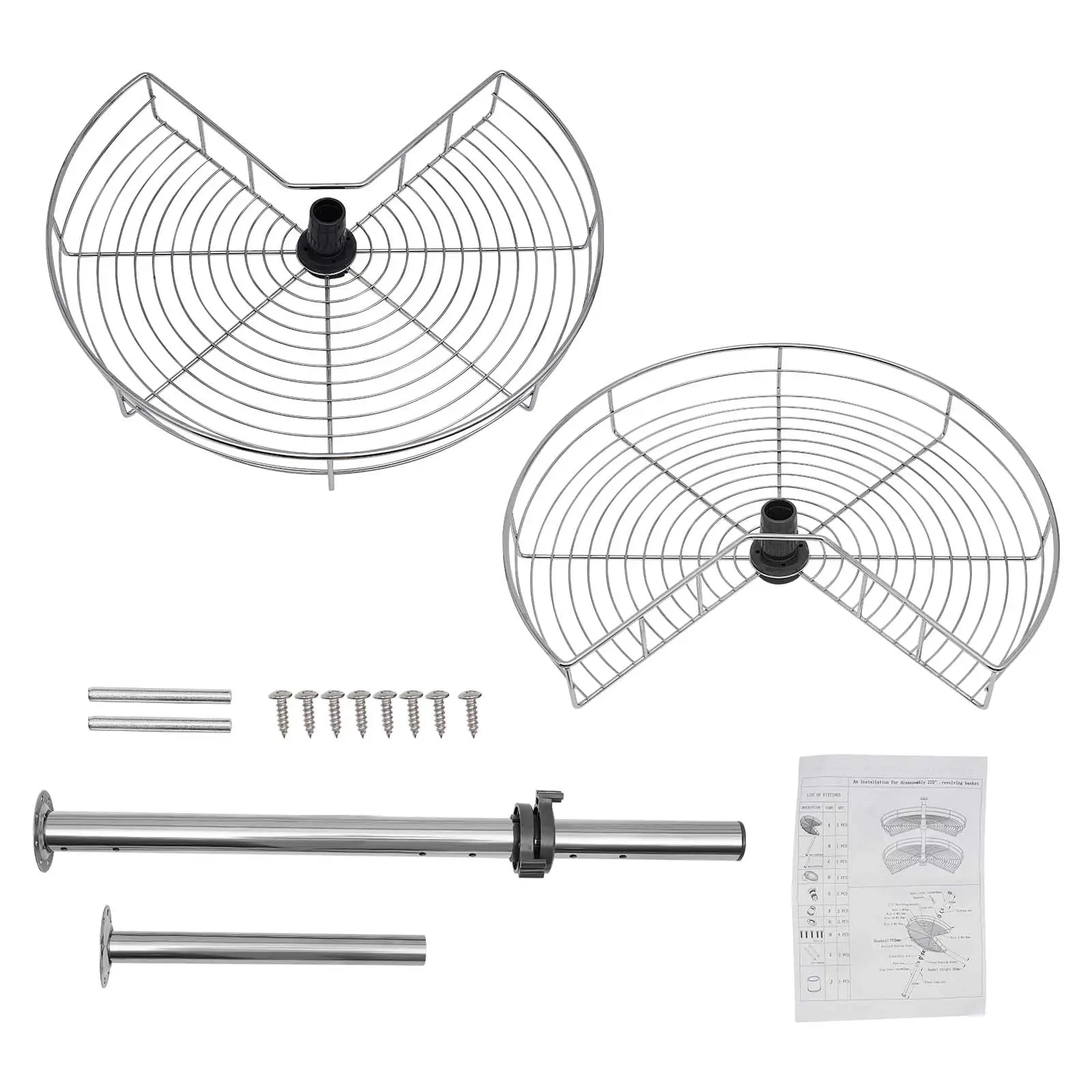 2-х уровневый угловой органайзер для ленивой кухни, угловой органайзер для кухонного шкафа Lazy Susans 270 °     Орган для жалюзи углового шкафа с вращающимся