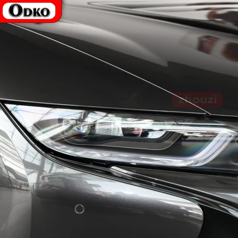 

For BMW i8 2014-2020 2 Pcs Car Headlight Tint Black Vinyl Protective Film Protection Transparent TPU Sticker Accessories