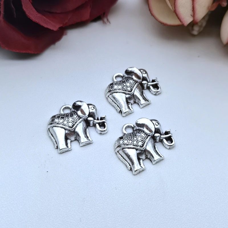 

15*17mm Classic Retro Elephant Pendant Beaded Bracelet Necklace Earrings Making DIY Alloy Accessories Supplies Tibetan Silver