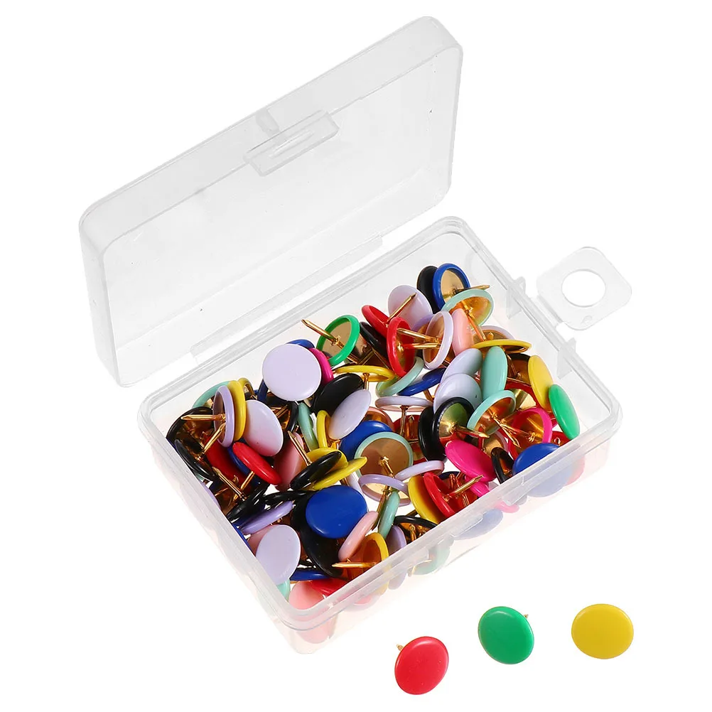 200 قطعة من دبابيس الدفع البلاستيكية الملونة ذات الرأس المستدير دبابيس عملية لتزيين المكتب والمنزل والمدرسة #5