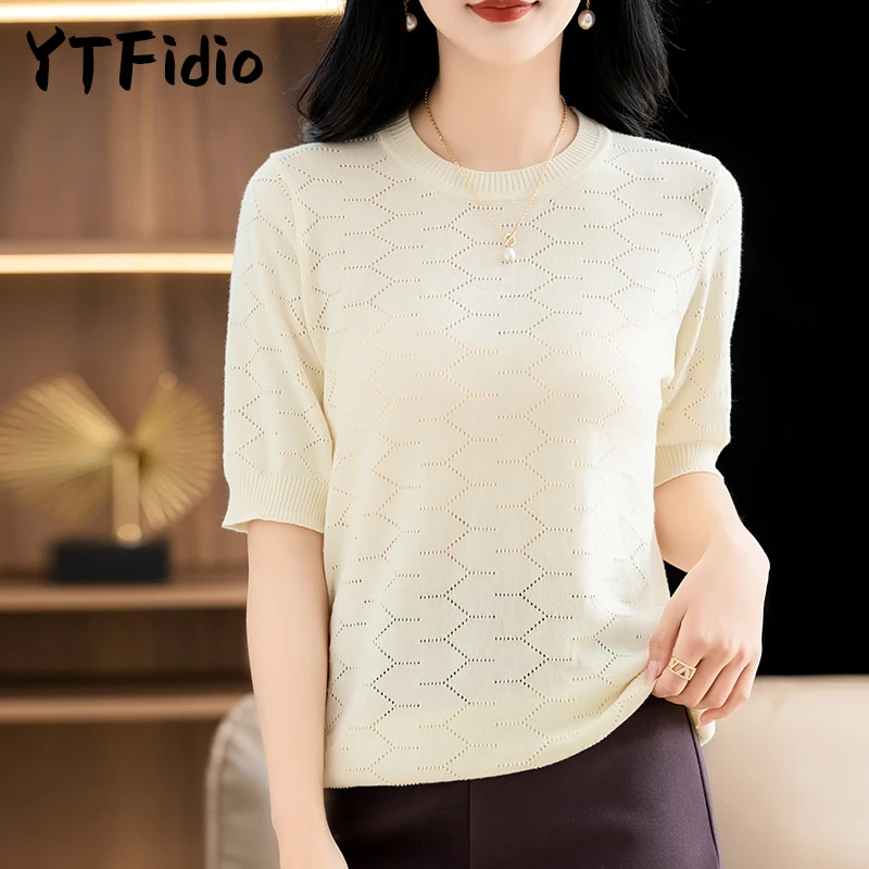 YTFidio 100% хлопок, женская роскошная дизайнерская одежда с круглым вырезом Y-образной формы, женская одежда больших размеров, распродажа 259