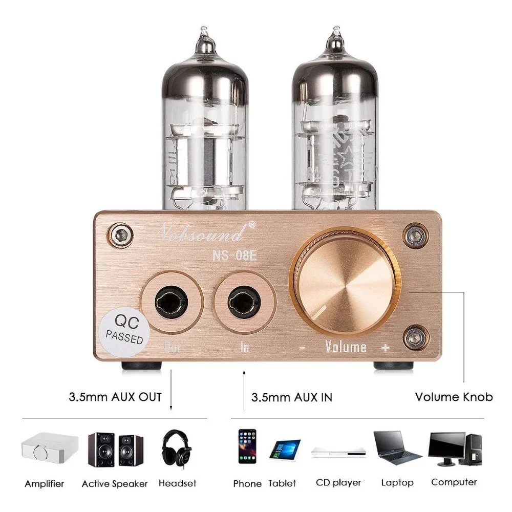 Nobsound Lastest 6J3 Vacuum Tube Integrated Amplifier Mini Audio HiFi Stereo Headphone Earset Amp Free Shipping