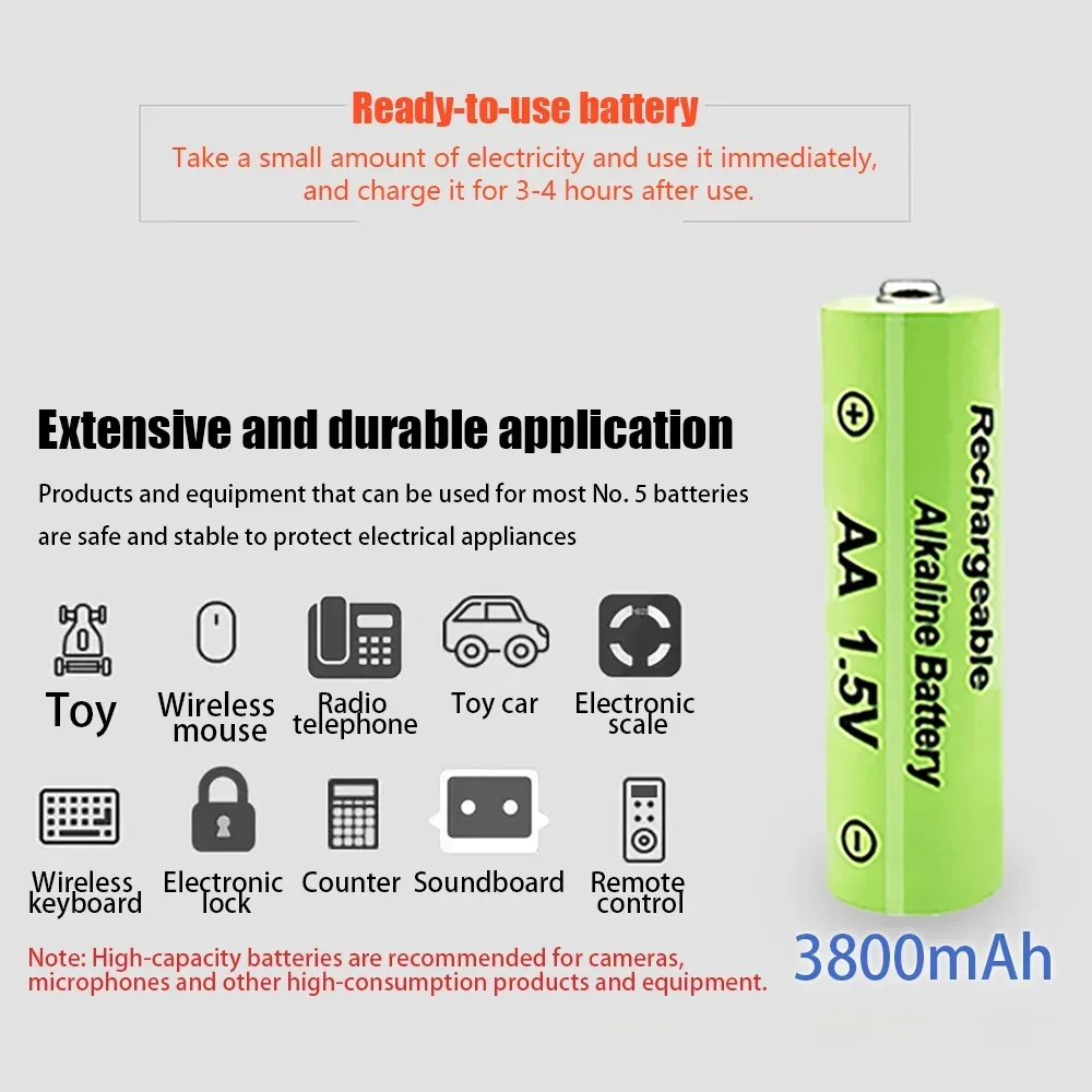 1.5V AA 3800mAh NI-MH Nie akumulator AA latarka zabawka zegarek odtwarzacz MP3 klawiatura bezprzewodowa mysz