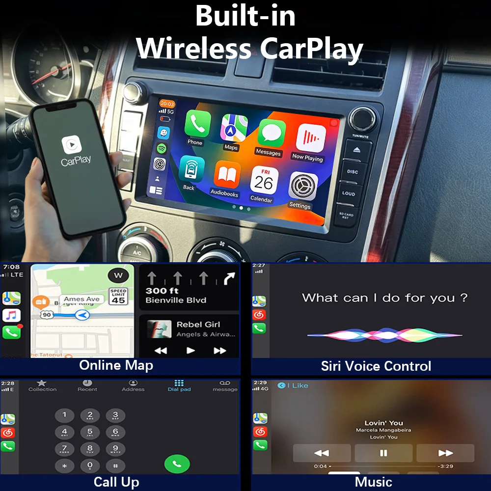 CHSTEK Android 15 Carplay Car Radio For Mazda CX9 CX-9 TB 2006-2016 GPS Navigation Bluetooth WIFI 4G RDS Multimedia Vedio Player
