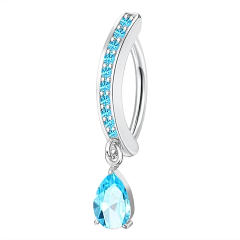 Stainless Steel Crystal Clicker Belly Button Ring