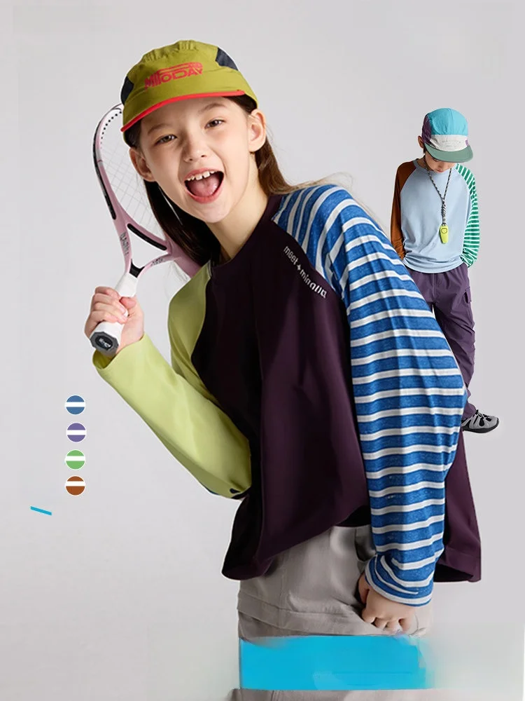 Purrfect Diary Children's Long Sleeve T-Shirt Boy's Base Layer Shirt Spring Autumn New Style Girls' Casual Loose Fit Top