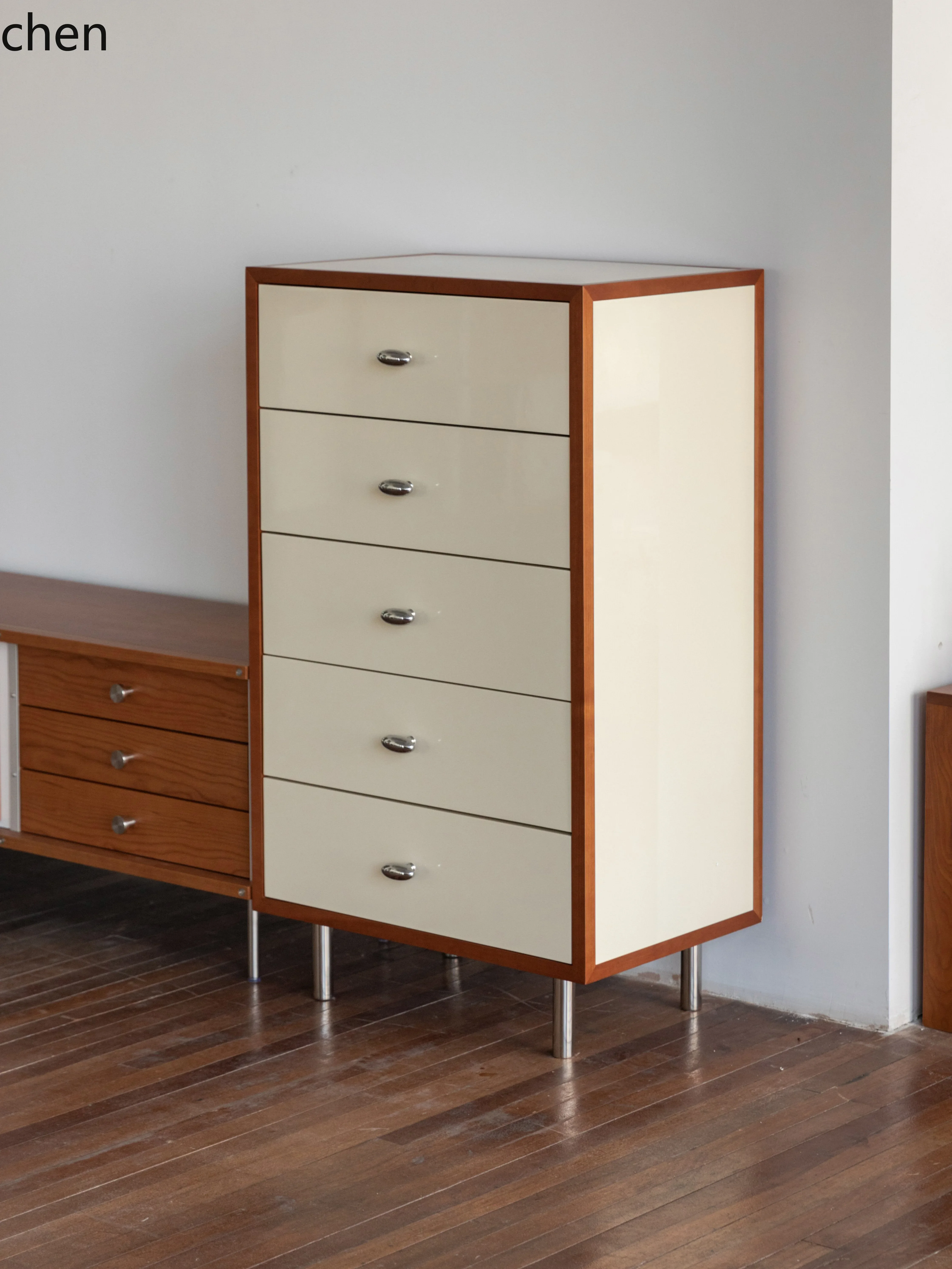 HYS  Five-Drawer Cabinet Bedroom Living Room Storage Cabinet Wall-Mounted High Cabinet