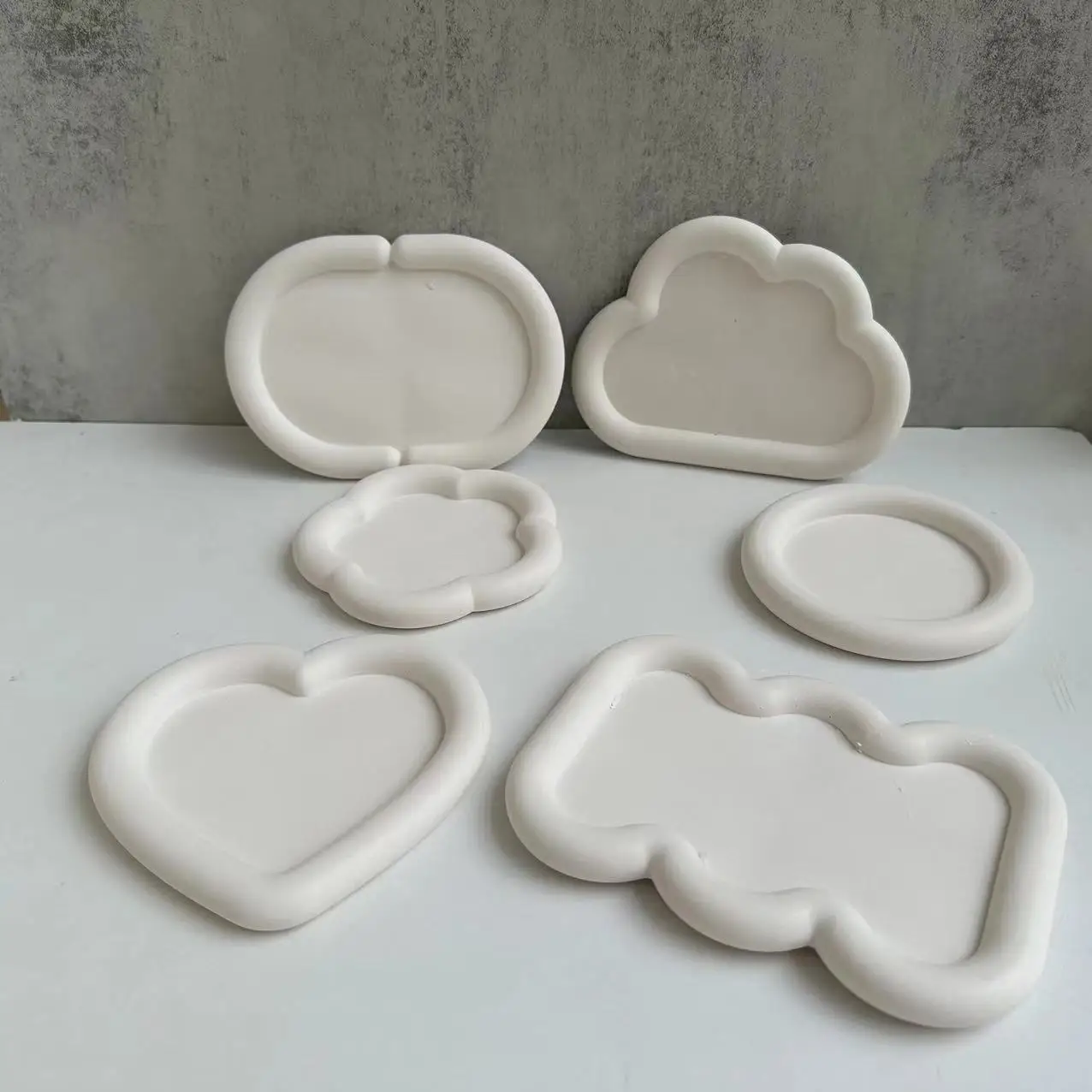 Concrete Heart Shape Silicone Mold Diy Handmade Epoxy Resin Jewelry Storage Tray Casting Silicone Molds Bubble Tray Cement Mould