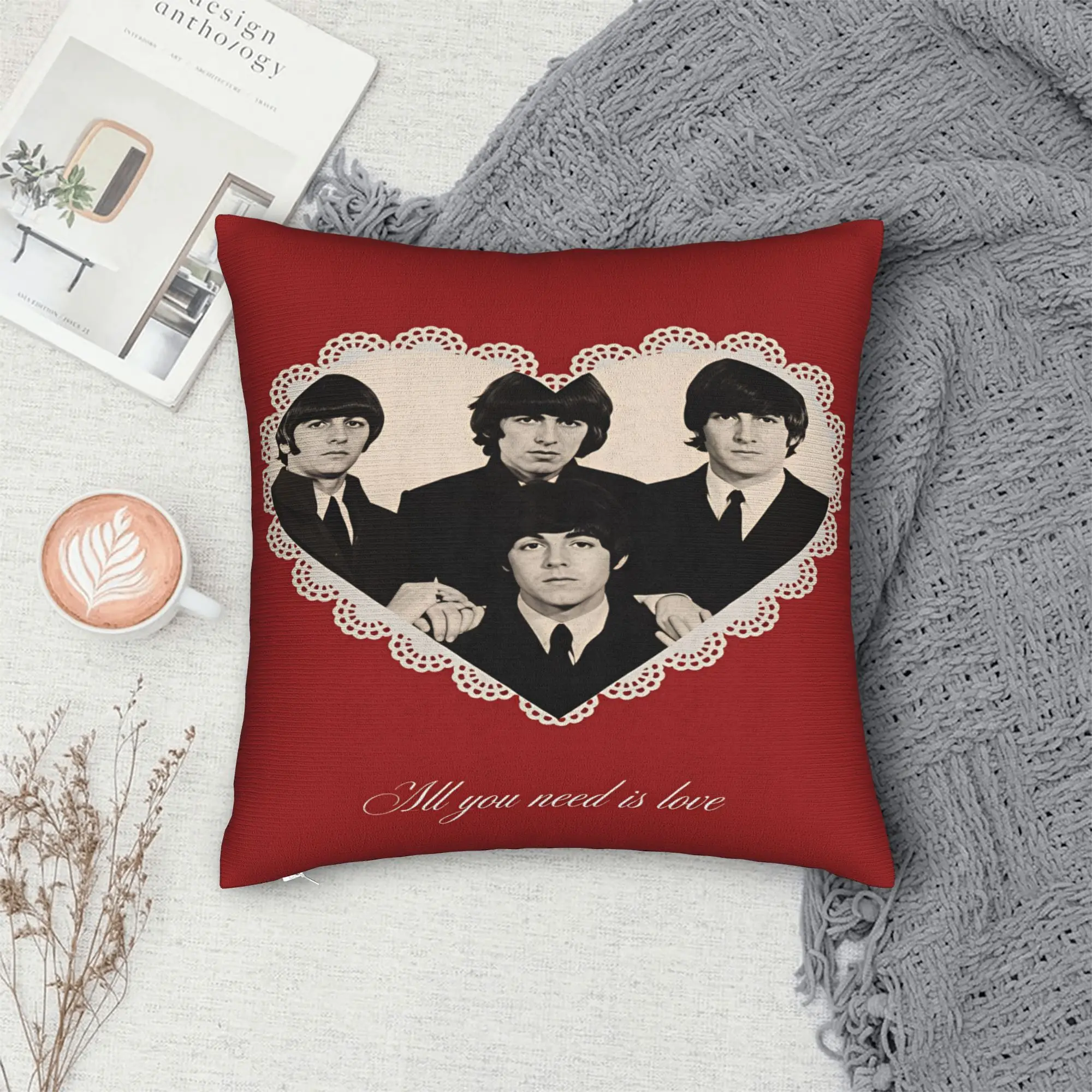 Beatled Music Pillow Case  Vintage Pillow Cover Comfy Pillowcases For Sofa Car Home Decor