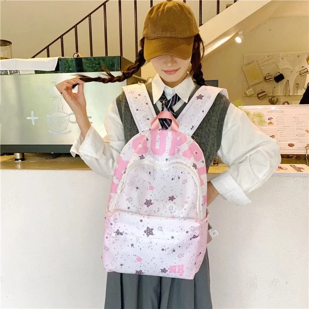 

Рюкзак Kawaii с принтом в виде букв и звезд, легкий, в студенческом стиле, из ткани Оксфорд, в корейском стиле, для студентов, школьный рюкзак для женщин