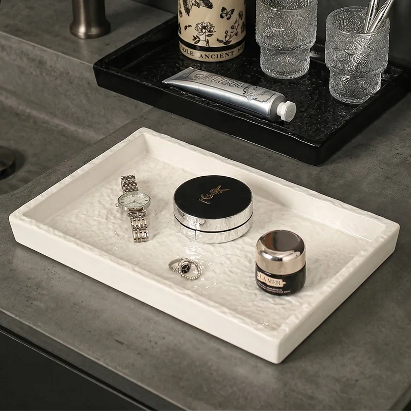 Light luxury black and white storage tray Hotel bathroom Bathroom toiletries storage tray High value quality tray