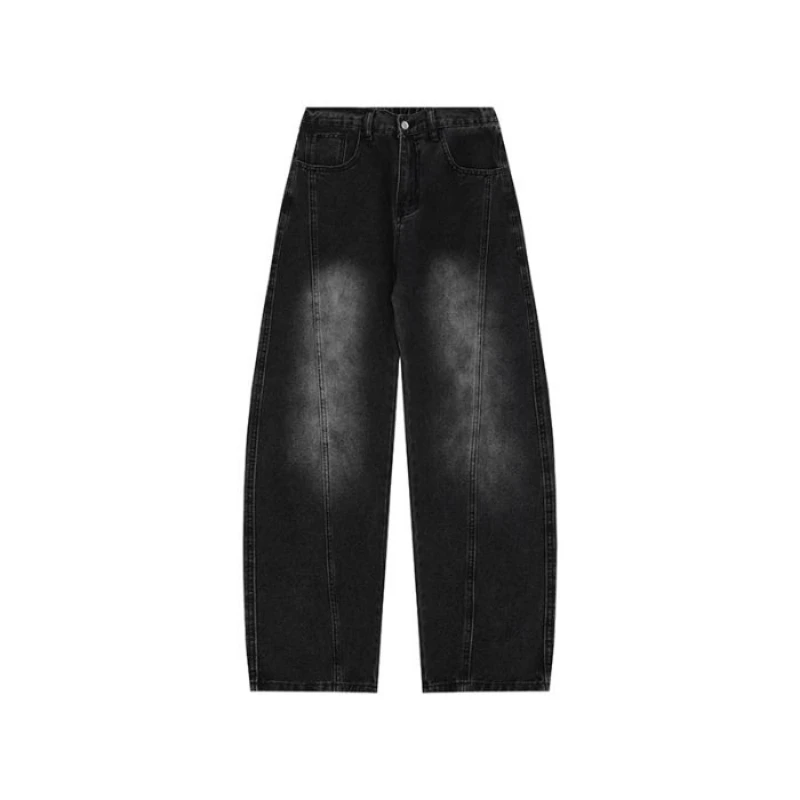 Men's Jeans Versatile High Street Pants American Style Patchwork Retro New Autumn Straight Tube Loose Casual Washed Pants