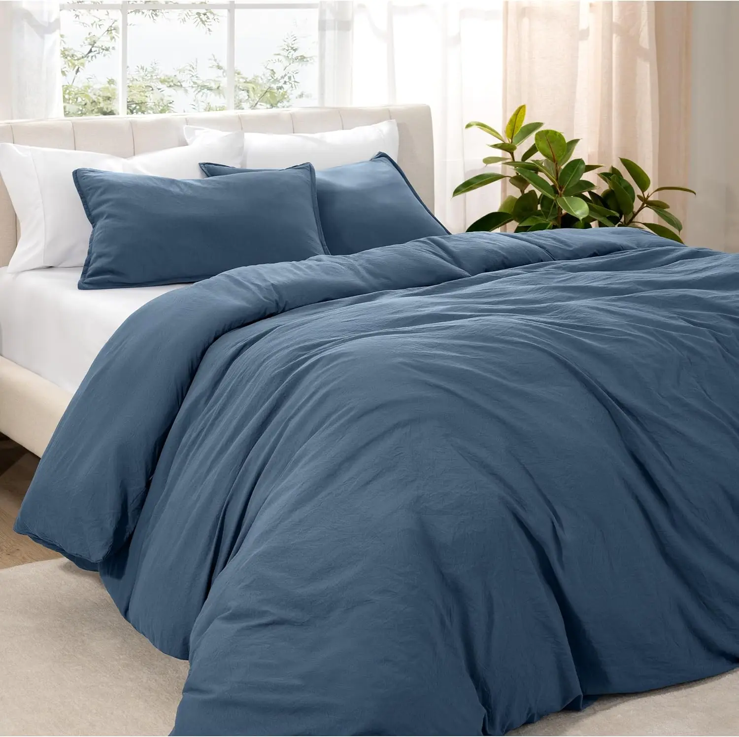 

Ultra Soft Microfiber Duvet Cover Set - King/Cal King Size - Breathable & Easy Care with Linen-Like Texture