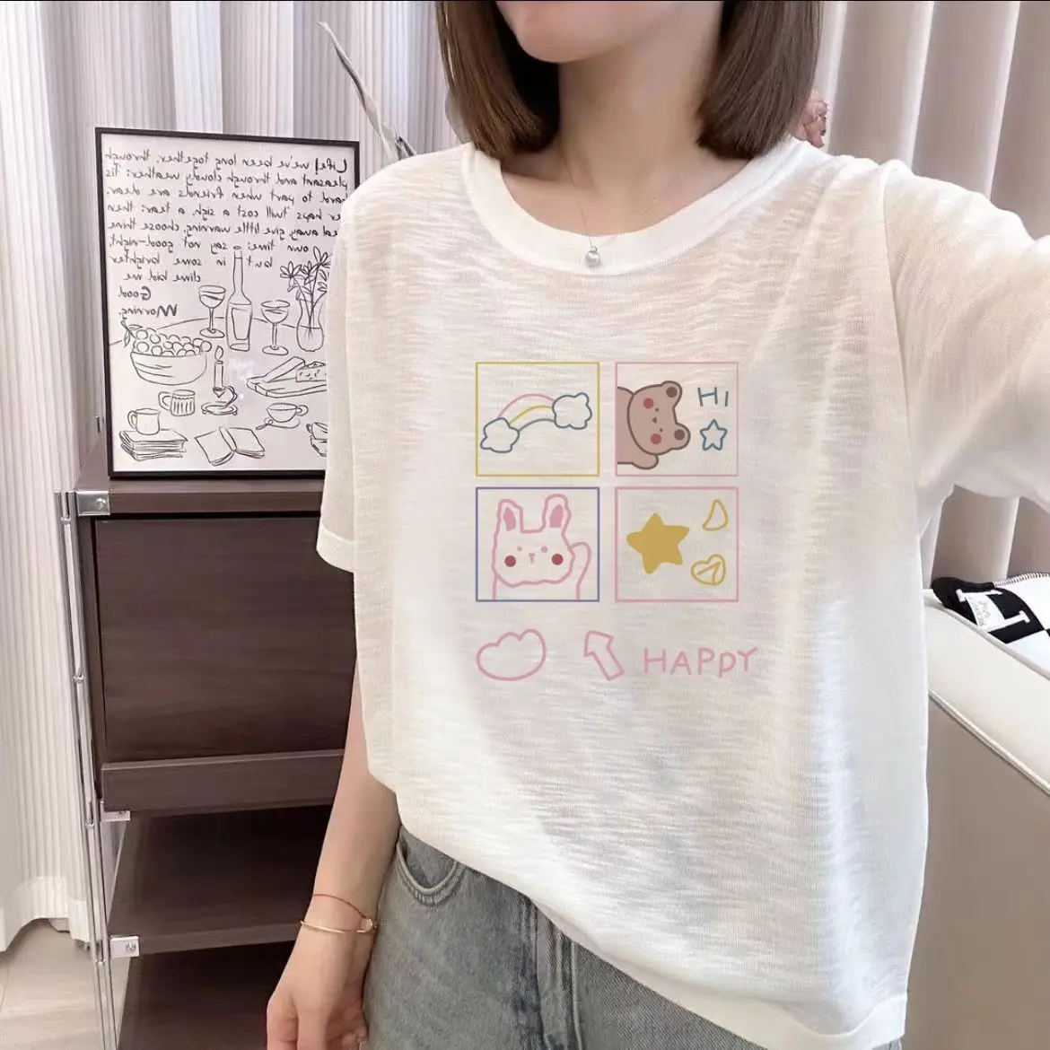 

Женская футболка больших размеров для весны и лета, свободного кроя, с коротким рукавом, однотонная, удобная, повседневная, модная