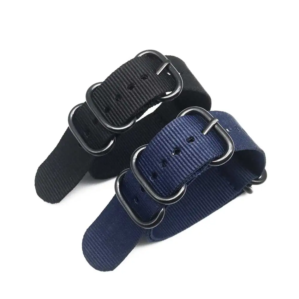 Heavy Dut Nylon Watchband Strap 18mm 20mm 22mm 24mm Watch Band Strap Stainless Steel Ring Buckle Canvas Army for SmartWatch