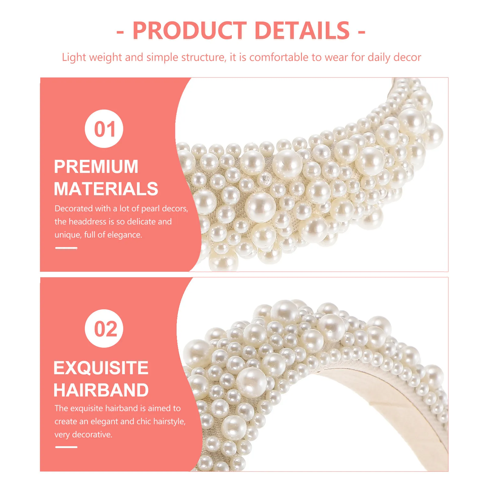 Pearl Hairband Delicate Baroque Sponge Headdress Elegant Women Party Hair Accessory Chic Decoration Daily Wear Fashion Hairband