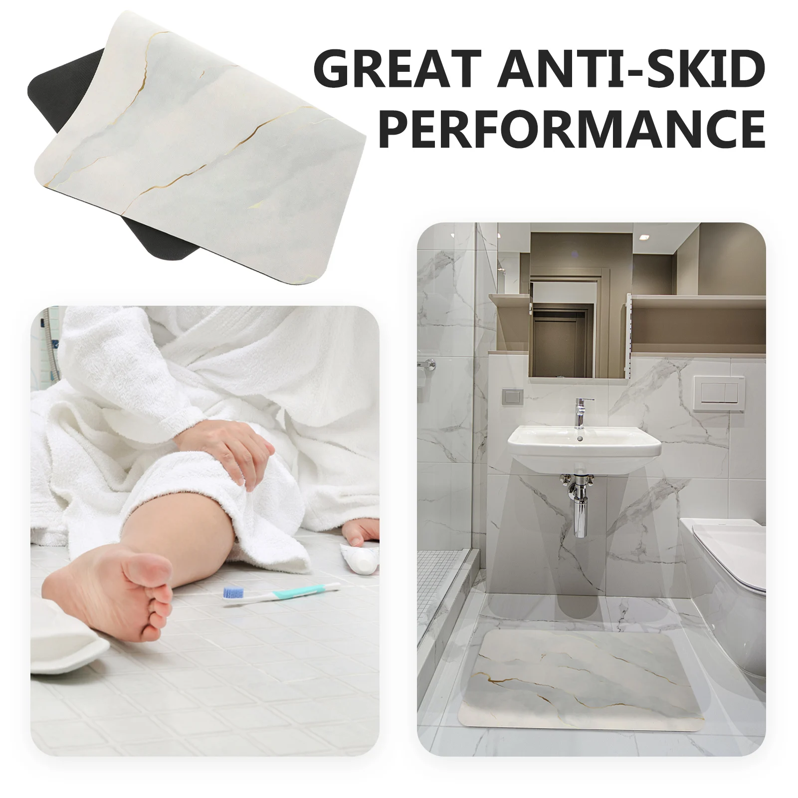 

Mud Floor Non Bath Rug Water Absorption Shower Carpet Decorative Bath Mat for Home Hotel Safe Polyester Comfortable