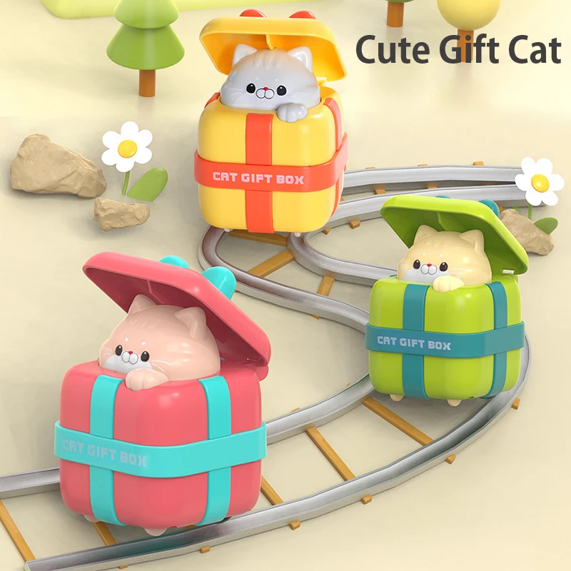 

Push On Scooter Cartoon Cat Sliding Car Press Power Cute Gift Box Kitten Children's Kawaii Inertia Car Toy for Kids Gift