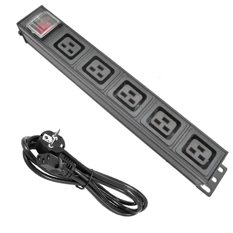 

PDU Power Strip C19 Socket Distribution Unit Cabinet 5 Way AC Socket Aluminum alloy shell iec C14 port Network Cabinet Rack