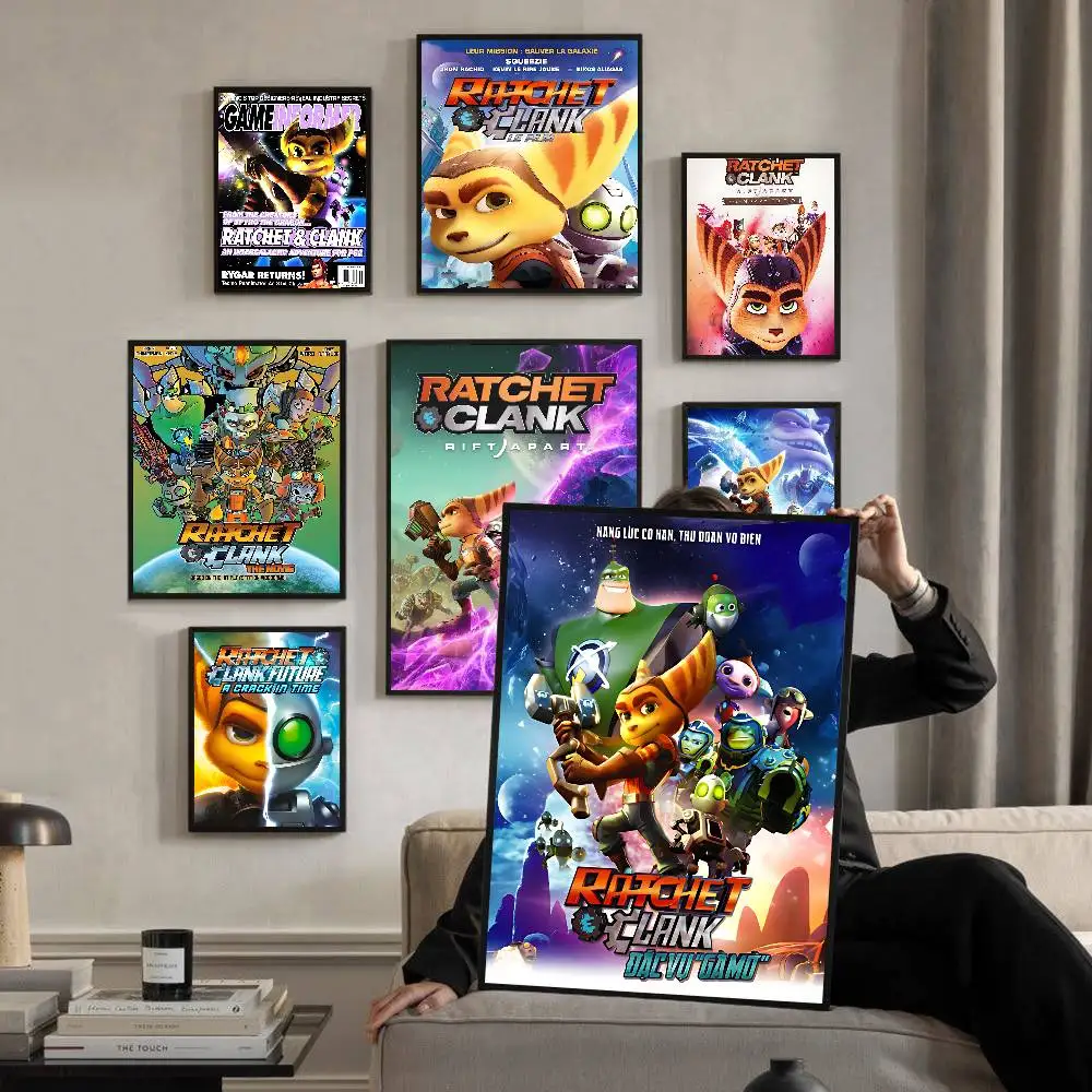 Adventure Game R-Ratchet C-Clank Vintage Posters Sticky Retro Kraft Paper Sticker DIY Room Bar Cafe Kawaii Room Decor