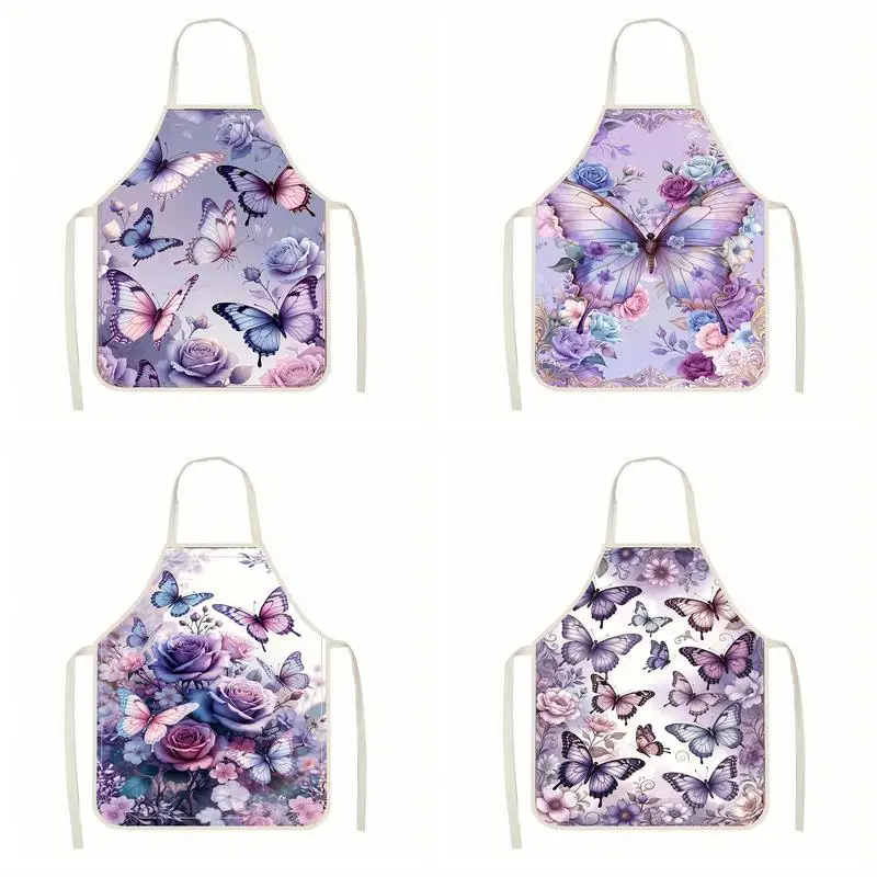 

Butterflies & Roses Apron Linen apron, suitable for kitchen cooking, parent-child interaction, painting and other scenarios