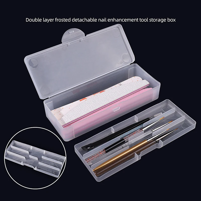 

Double-layer Nail Art Tools Storage Box Rectangle Tweezers Clippers Nail Brushes Polishing Nail Buffer Files Tools Storage Box