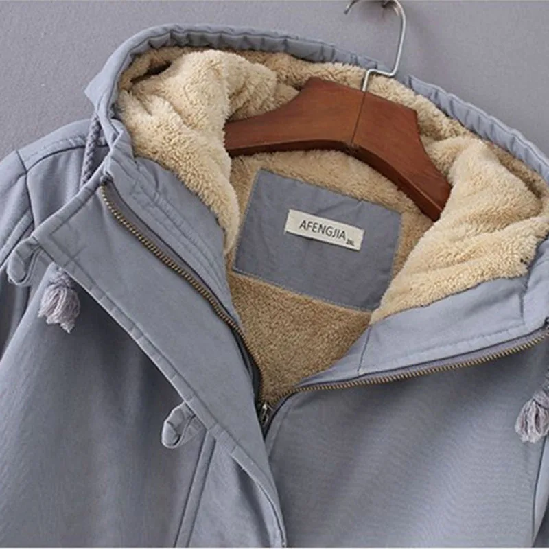 Abrigo acolchado de algodón para mujer, parka holgada de gran tamaño, con capucha, talla grande