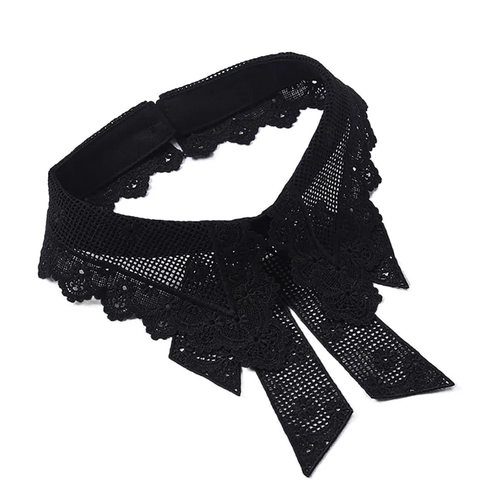 

New Lace Floral Fake Collar Detachable Black White Decoration Collar Clothes Trim Women Girls