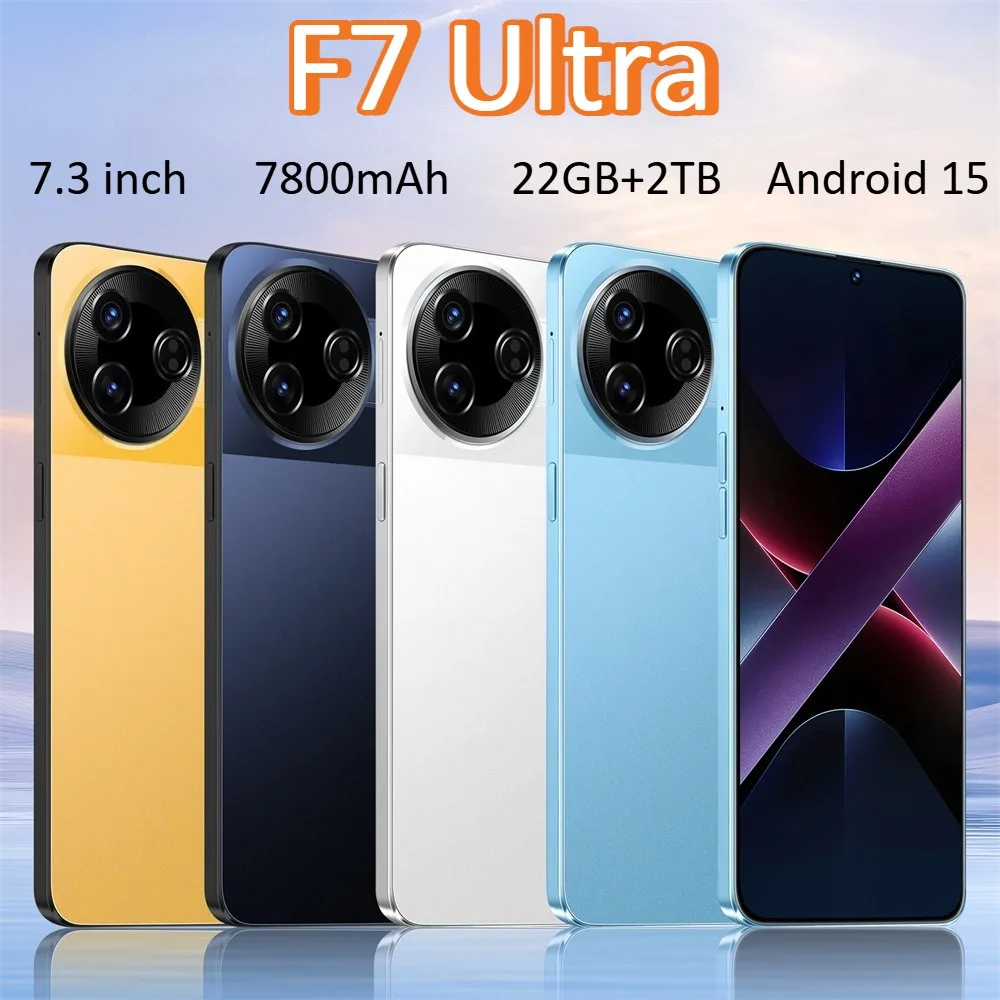 حار جديد وأصلي F7 Ultra ذكي 4G 5G بطاقة مزدوجة الاستعداد المزدوج نظام أندرويد 15 22GB + 2TB الإصدار العالمي بطارية 7800mAh
