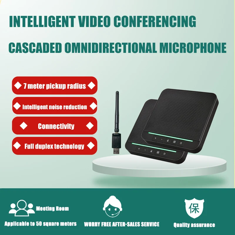 USB Wireless Cascaded Desktop Speaker Condenser Conference Zoom Microphone Streaming Speakerphone