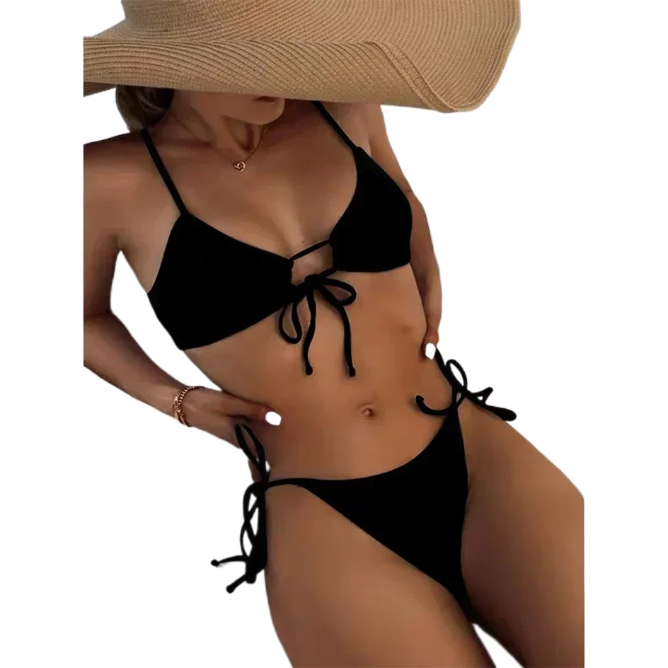 

Sexy Bikini 2025 Plain Bandage Swimsuit Female Swimwear Women Feminine Bikinis Set 2 Pieces Swimming Beachwear for Bathing Suit