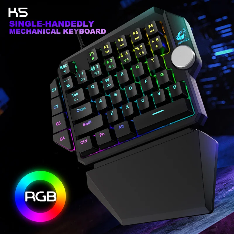 

K5 39 Keys RGB One-handed Mechanical Gaming Keyboard Blue Switch programmable macro keys For PS4/XBOXONE/SWITCH Games Gamer