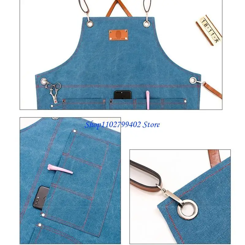 547F Chef Apron Adjustable Apron with Pockets Kitchen Cooking Baking Apron