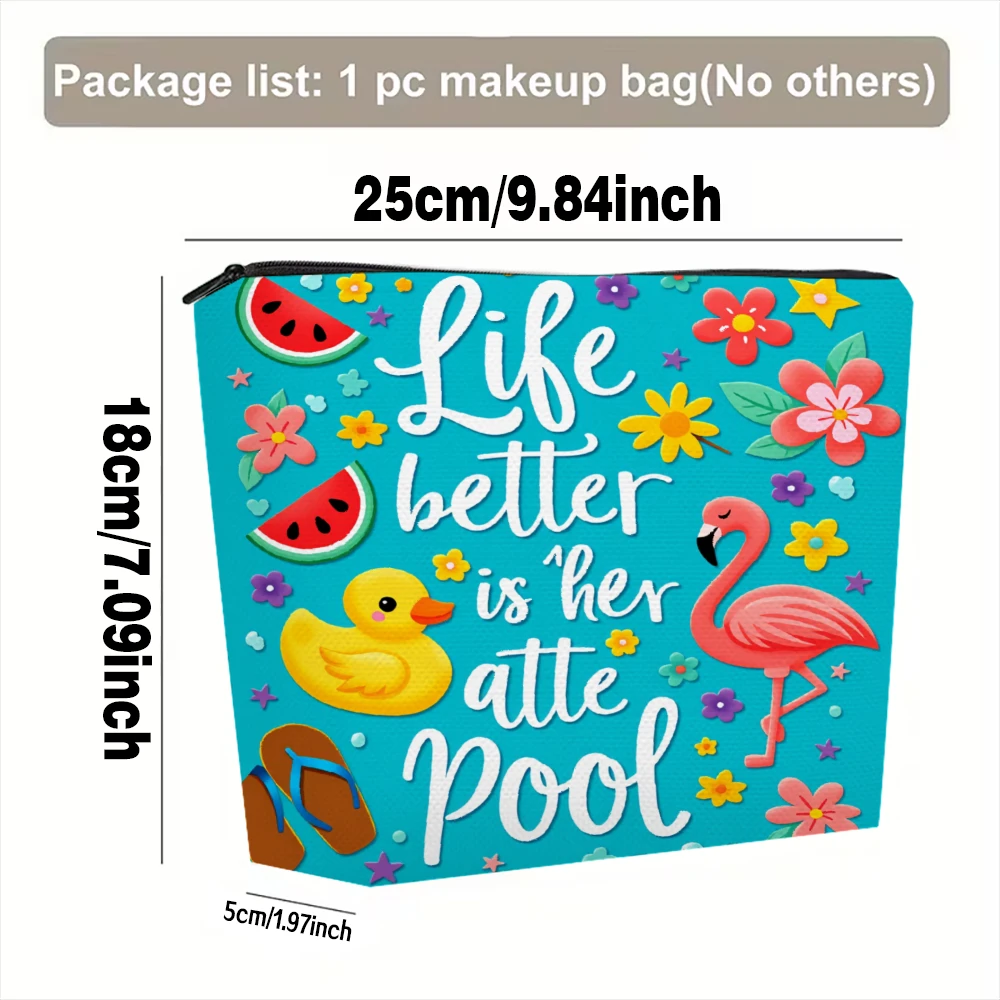 Summer Beach Scene With Flowers Makeup Bags for Girls Cosmetic Pouch Toiletry Bag Pencil Case Travel Storage