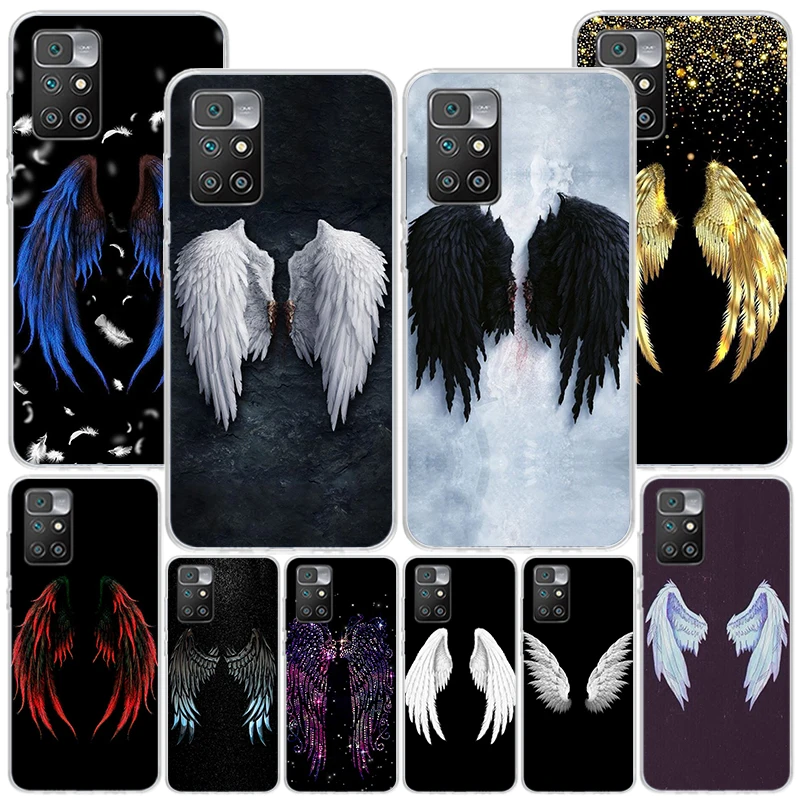 Angel Wings Feather Phone Case For Xiaomi Mi 11 Lite 12X 11i 12T 11T 10T 9T Pro 13 12 10 9 8 Ultra 5G Soft Cover Coque Fundas