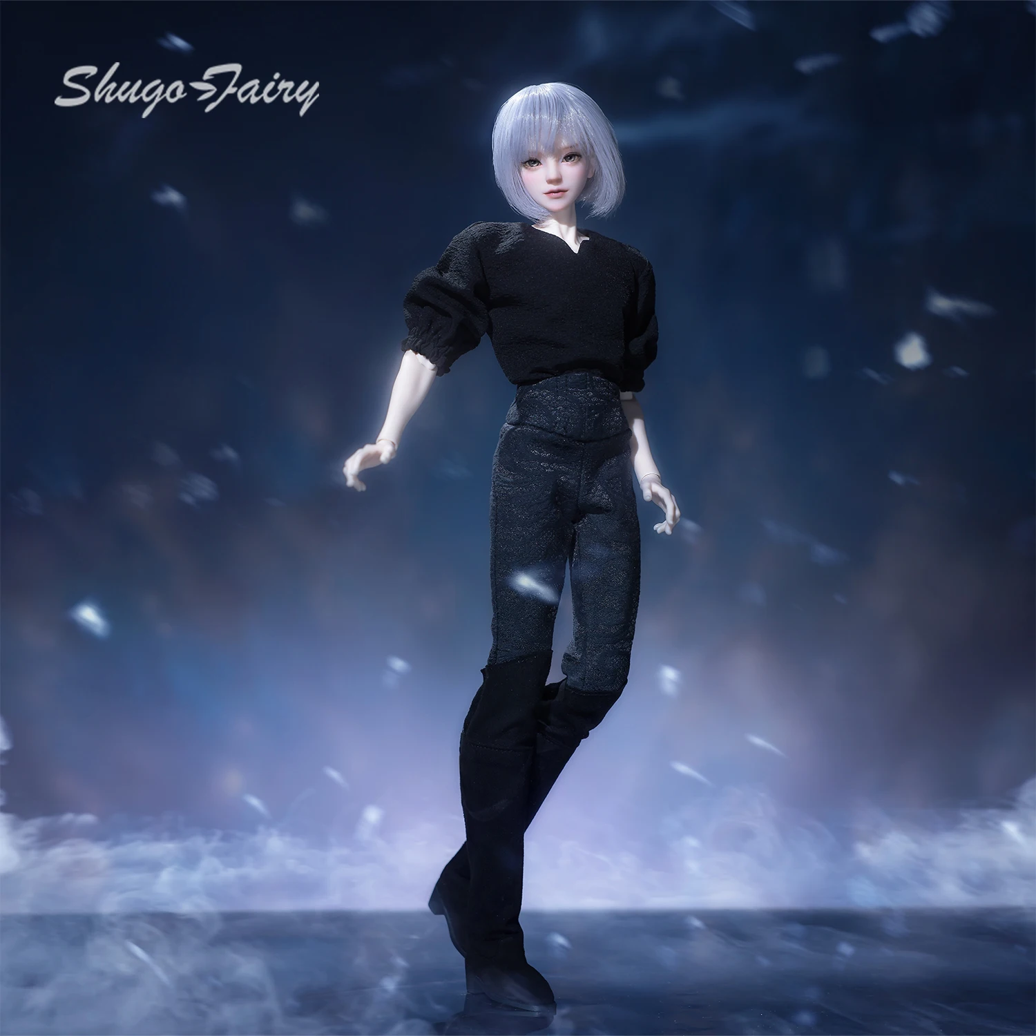 BJD دمية 1/4 آلان مجموعة كاملة القوطية الخيال نمط أنيمي الشكل ديوك الأمير الزي شعر مستعار أجنحة الذكور الشباب الوجه شوغا الجنية MSD