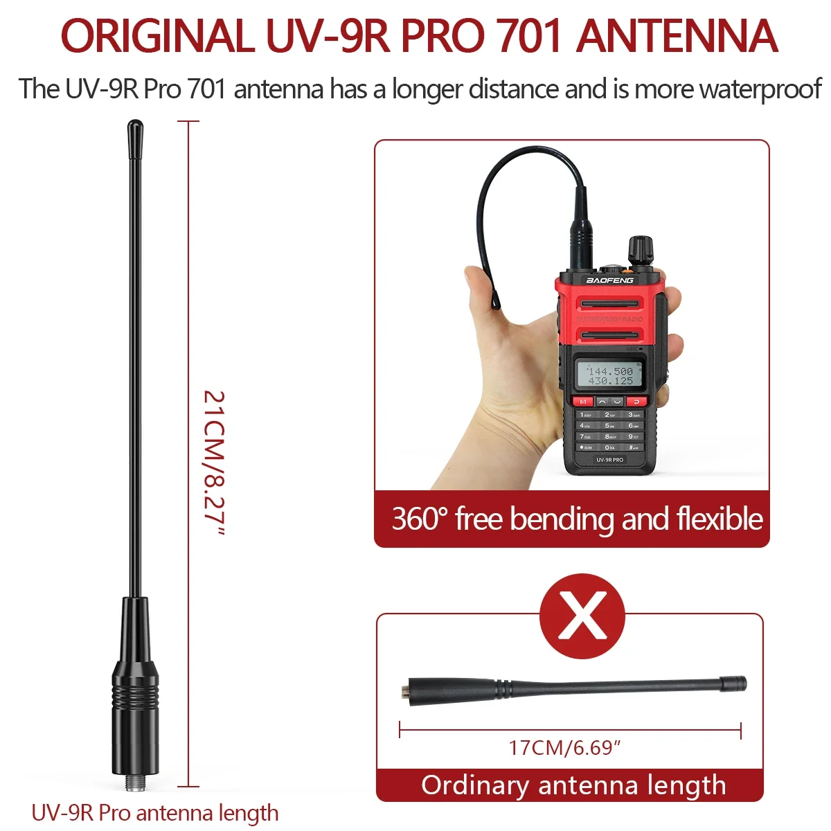 Оригинальная портативная рация Baofeng UV-9R PRO, мощная Водонепроницаемая Двухдиапазонная 136-174/400-520 МГц, портативная Любительская