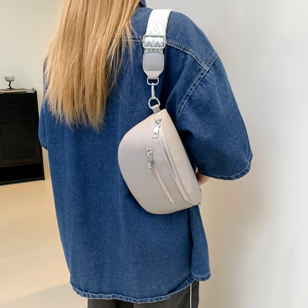 

Women Stylish Crossbody Bag with Wide Strap Vintage Chest Bag Multi-pocket Fashion Sling Bag Travel Outdoor Bag