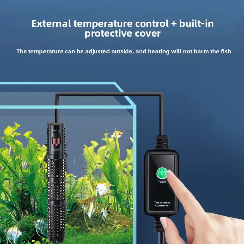 Barra calefactora de cuarzo para acuarios pequeños, resistente a explosiones, con control automático de temperatura constante y termómetro, ideal para acuarios de peces tropicales.