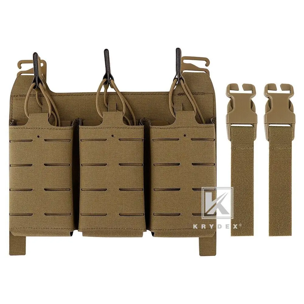 KRYDEX Tactical Vest Detachable KTAR Front Flap 5.56 M4 Triple Magazine Pouch G-hook Buckle Placard For FCPC JPC Plate Carrier