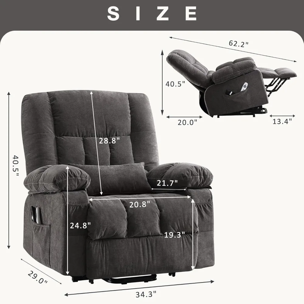 Power Lift Recliner Chair Recliners for Elderly with Heat and Massage Recliner Chair for Living Room