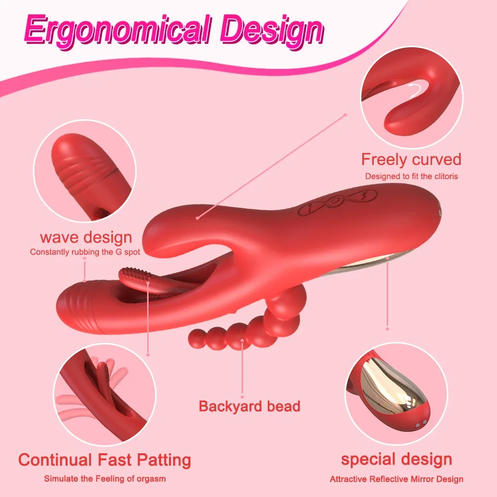 Vibrador Tapping Rabbit para Mulheres, Estimulador de Mamilo e Clitóris, Vibrador Vaginal do Ponto G, Masturbador Feminino, Brinquedo Adulto do Sexo