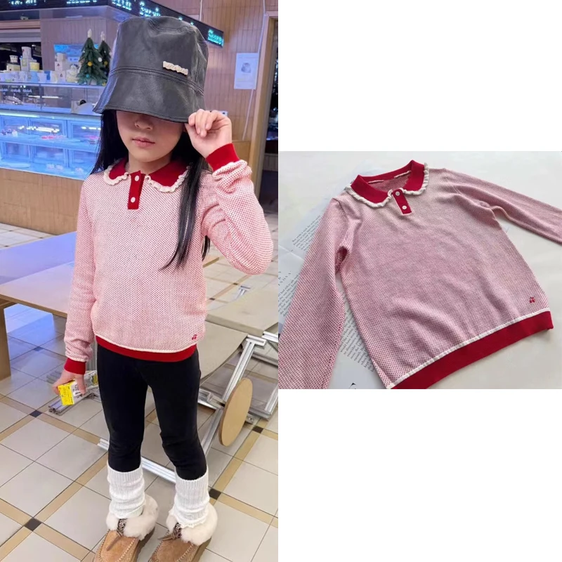 Kids T Shirts 24 Winter Autumn Girls Teens Knit Long Sleeve Tops Clothing