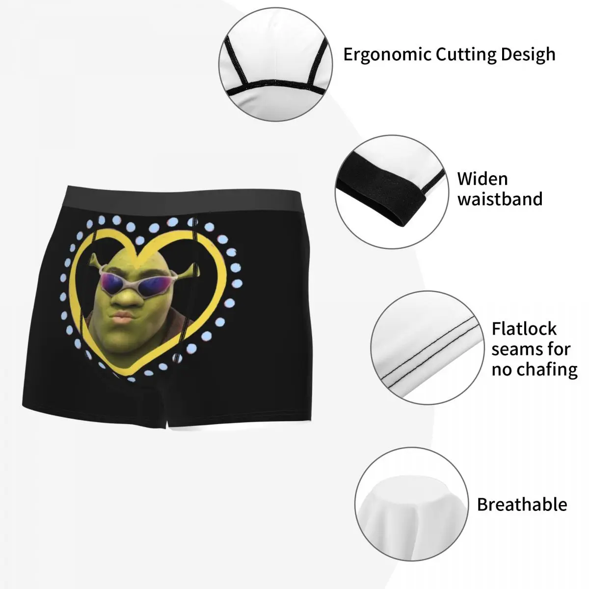 Man Sexy Shreks Heart Boxer Shorts Panties Soft Underwear Funny Male Hot Plus Size Underpants