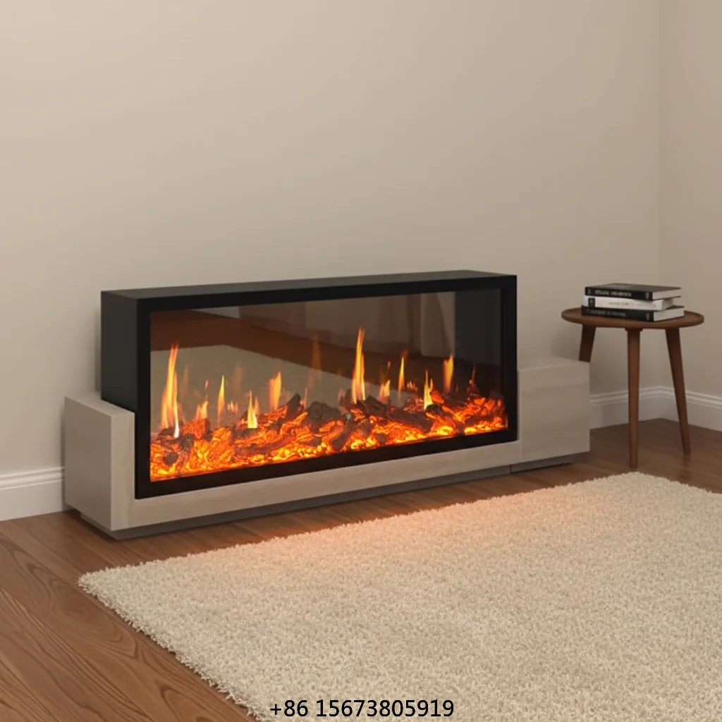 71 Inch LCD Electric Fireplace - Real Flame Effects, Remote Control, Adjustable Heating, Recessed Insert, CE Certified