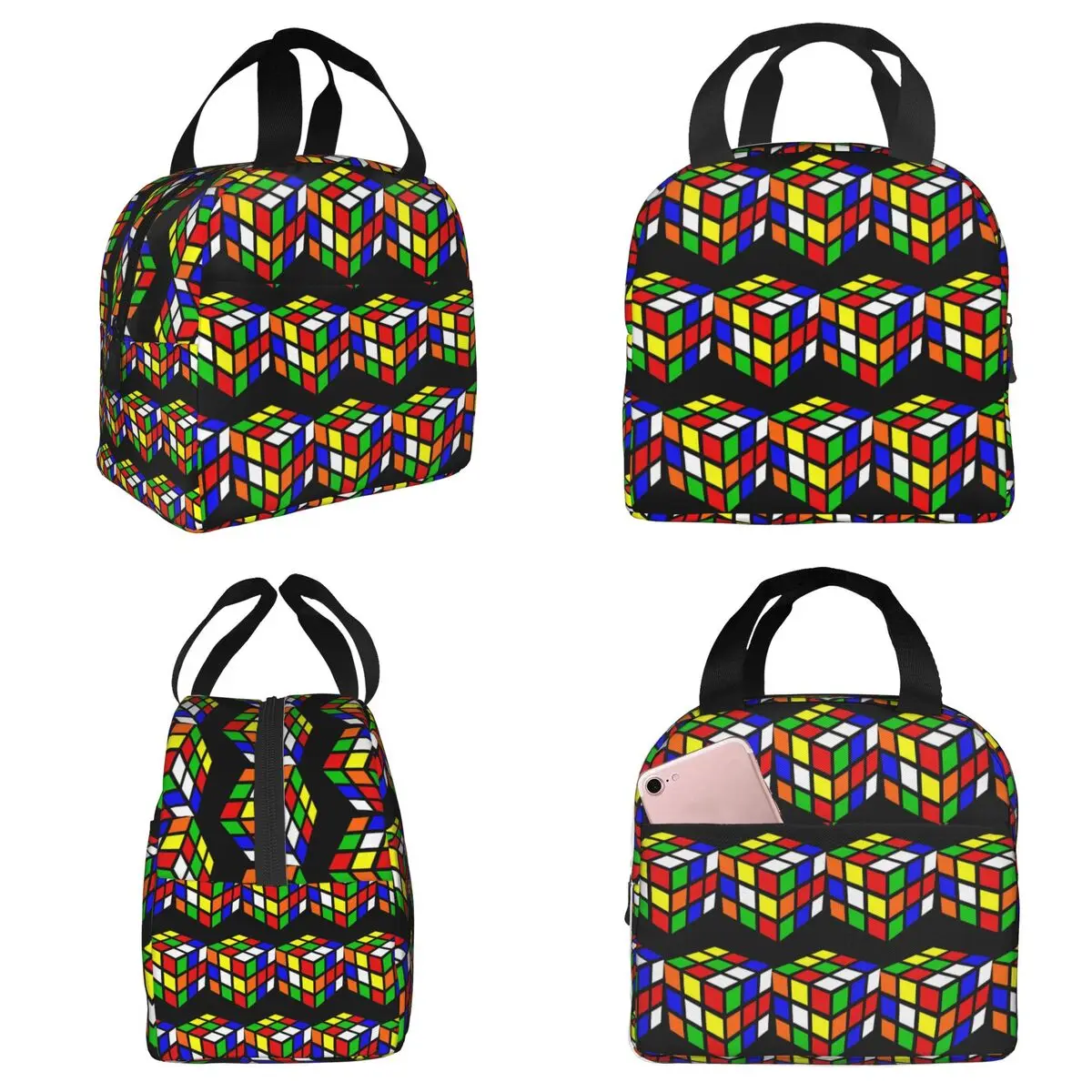 Magic Cube Insulated Lunch Bag for Women Office Cooler Thermal Food Box Tote Portable Lunch Boxes Container