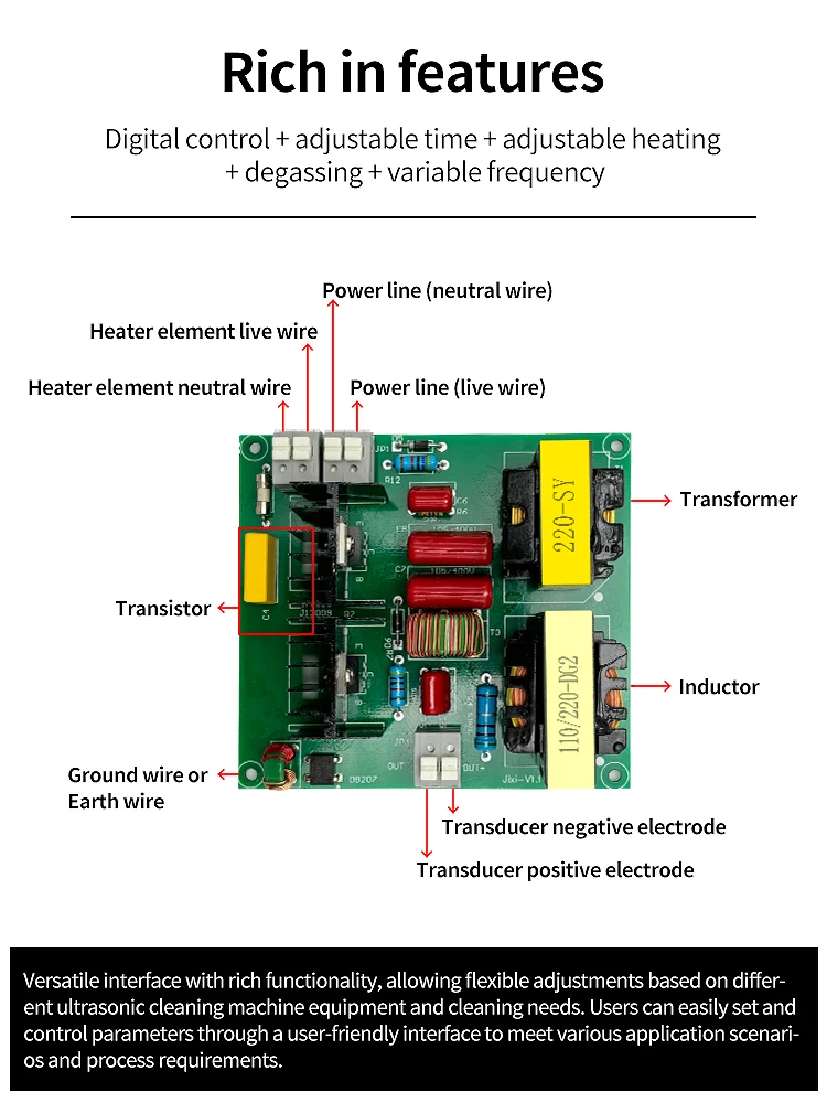 FanYingSonic 40KHz 100W Ultrasonic Cleaner PCB Boards Circuit Board With Transducer For Car Washer Industrial Clean Machine