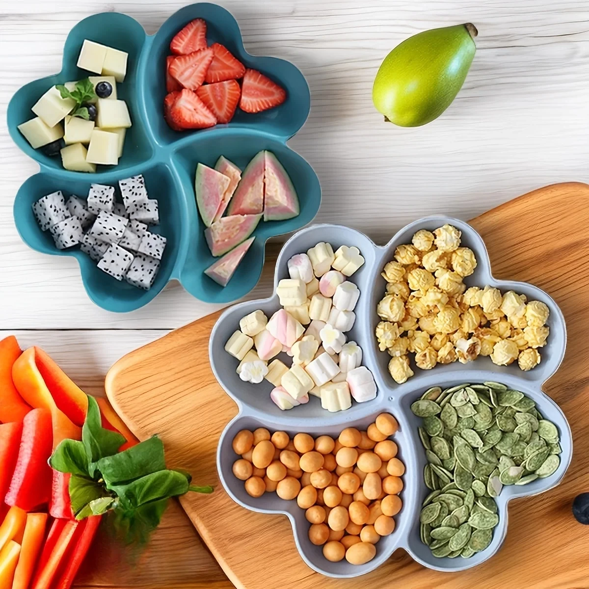 Creative Fruit Candy Tray Heart Shaped Dried Fruit Nut Organizer Household Salads Snack Bowl Divided Dessert Tray Container