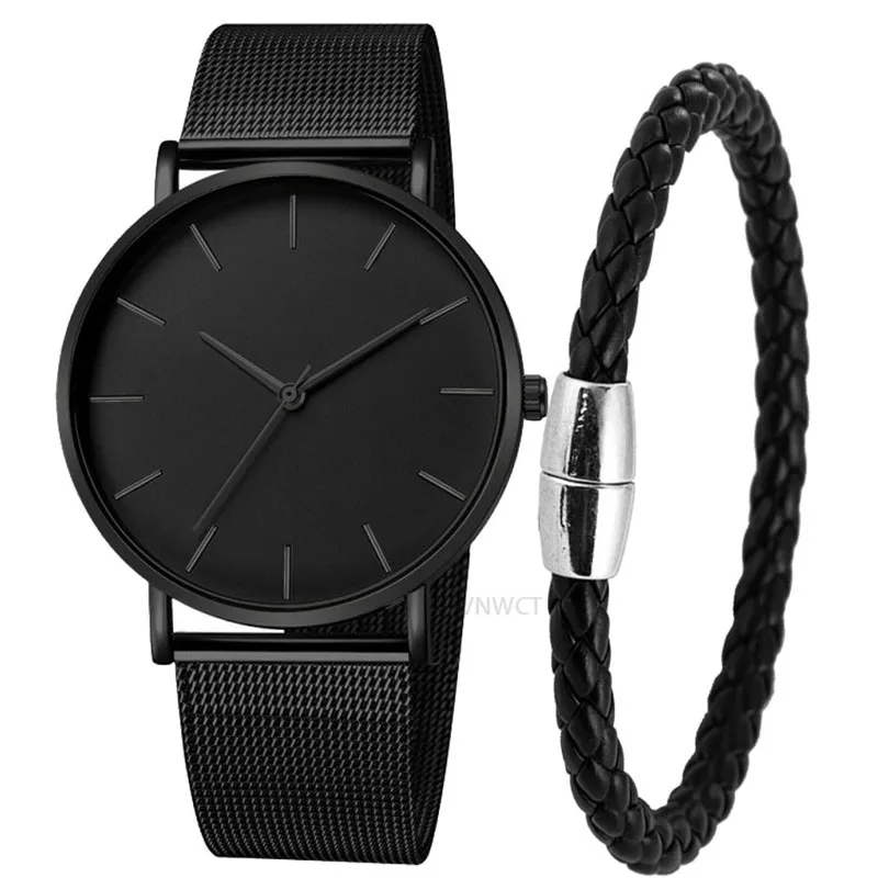 NEUE Männer Uhr Magnetische Armband Ultra Dünne Quarzuhr Männer Dünne Mesh Stahl Wasserdichte Sport Uhr Schwarz Relogio Masculino